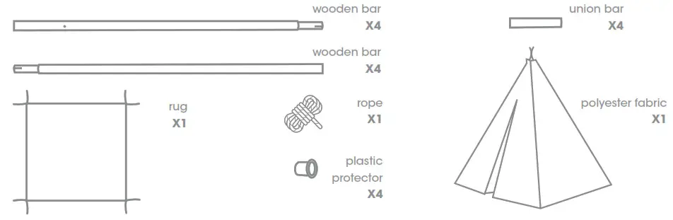 beeloom Zigzag Tipi Tent - parts