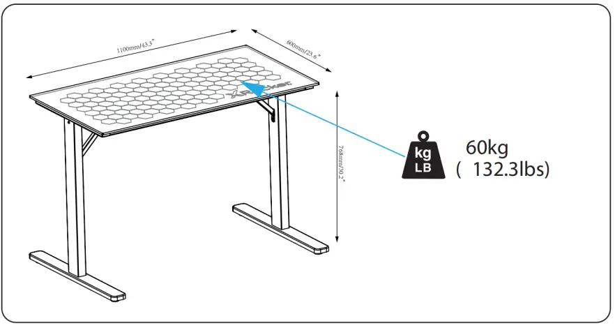 X-Rocker-5136701-Spectrum-RGB-Gaming-Desk-with-Glass-Top-and-LED-Lights-fig-2