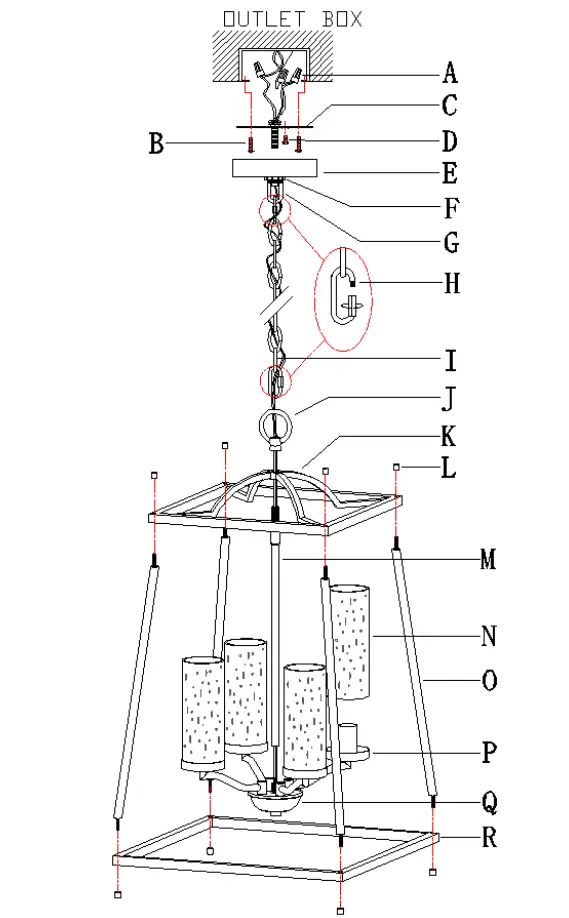 ZEVNI A04477 4-Light Gold Transitional Cage Chandelier - Figure 1