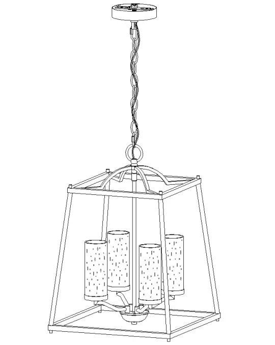 ZEVNI A04477 4-Light Gold Transitional Cage Chandelier