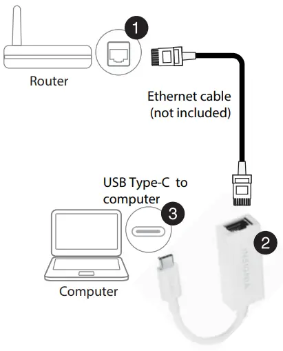 INSIGNIA NS-PUCGE8 USB Type-C to Gigabit Ethernet Adapter-CONNECTING THE ADAPTER