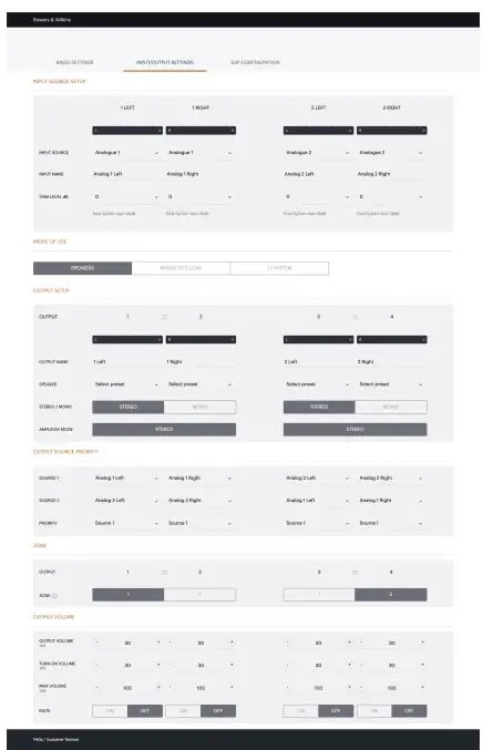 Input / Output Settings