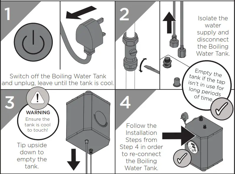 BRISTAN GLL RAPSNK3 SF C Gallery Rapid Boiling 3 in 1 ScaleFilter Sink Mixer Chrome- Emptying the Boiling Water Tank
