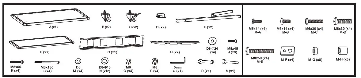 V7 TVCART3 Ultra Heavy Duty Mobile TV Cart Trolley fig1