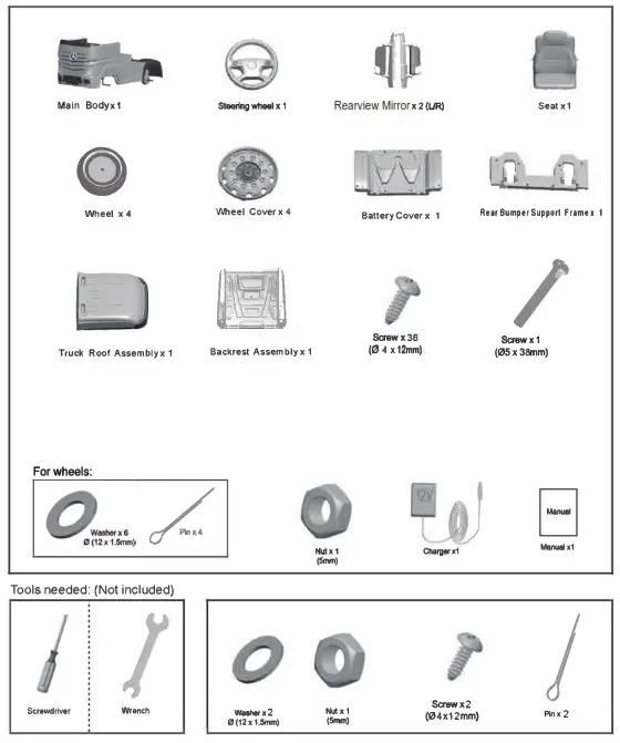 CHAMPION TY327938 12 Volt Electric Kids Ride on Car - Parts List