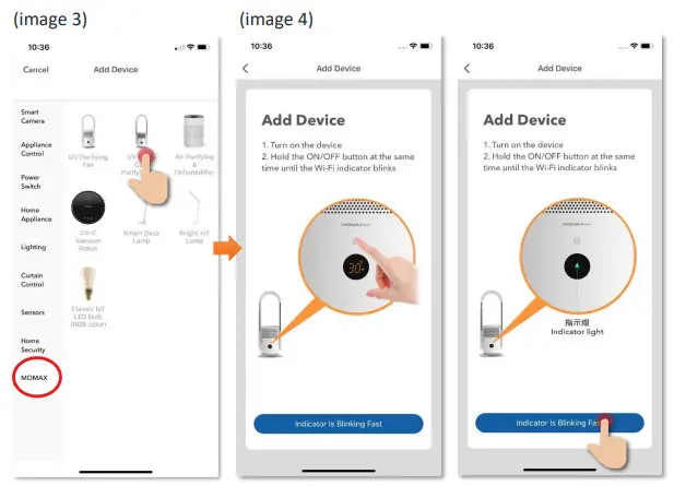 MOMAX AP7S Ultra-Air Plus IoT UV Hot and Cool Purifying Fan - Add Device 1
