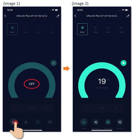 MOMAX AP7S Ultra-Air Plus IoT UV Hot and Cool Purifying Fan - Switch On Off