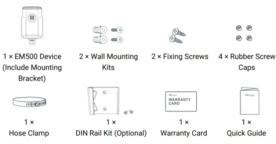 Milesight EM500 Series Outdoor Environment Monitoring Sensor Featuring LoRaWAN - Packing List
