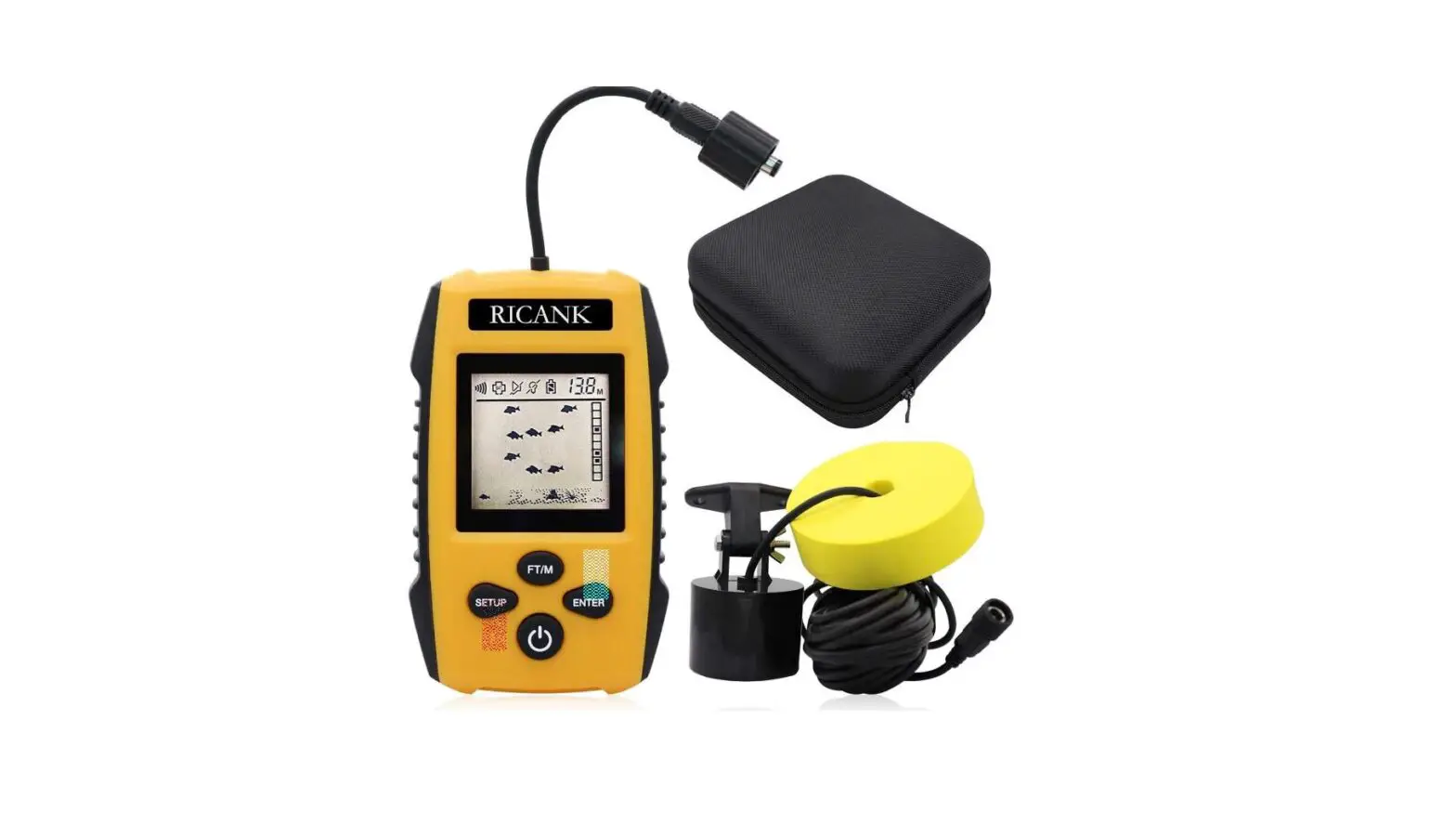 Ricank Portable Fish Finder With Hard Travel Eva Case, Handheld Fish Depth-complete Features/owner's Manual