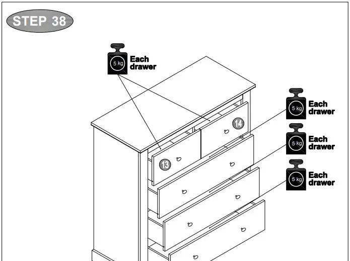 A T HOME GREY 3+2 Drawer Chest5k mnh