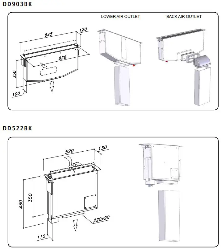 caple DD522BK Downdraft Hood Instruction Manual - DESCRIPTION OF THE APPLIANCE
