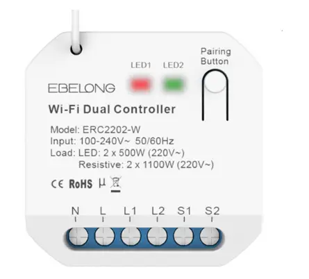 EBELONG ERC2202-W Wi-Fi On Off Dual Controller product