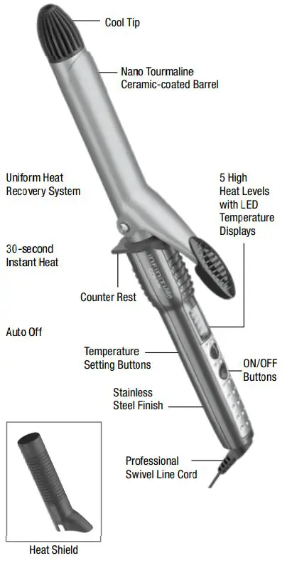 CONAIR 7639434 Nano Tourmaline Ceramic Curling Iron Instruction Manual - Product Overview