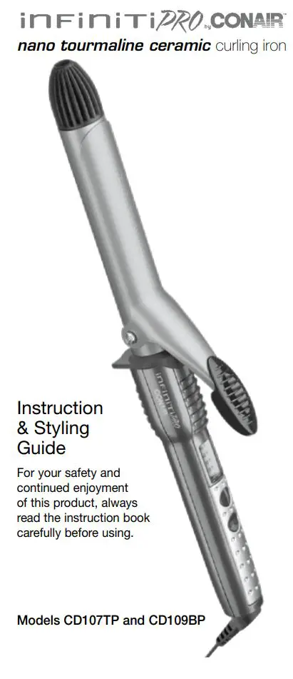 CONAIR 7639434 Nano Tourmaline Ceramic Curling Iron Instruction Manual