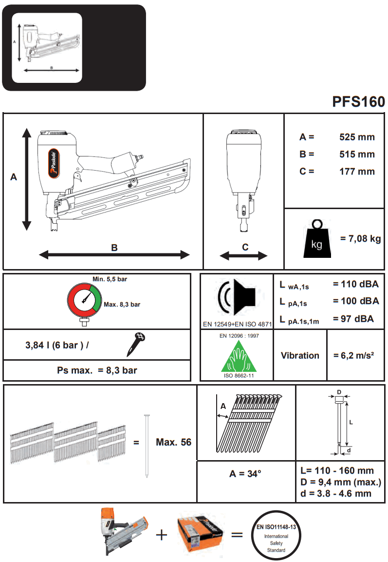 Paslode PFS160 Pneumatic Nailer fig2
