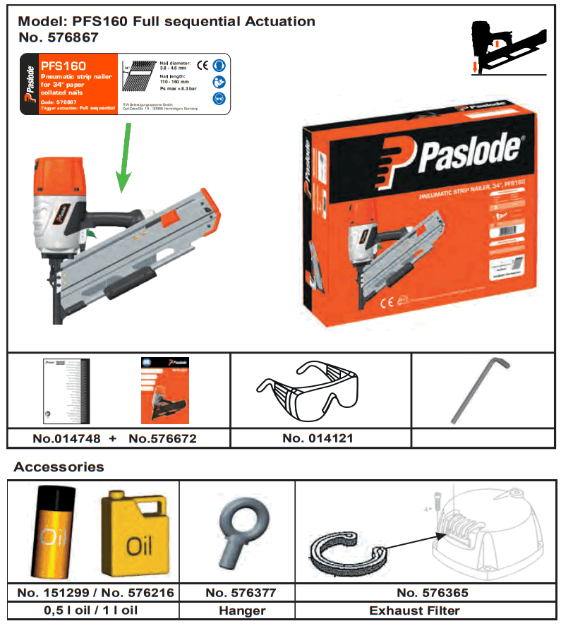 Paslode PFS160 Pneumatic Nailer fig3