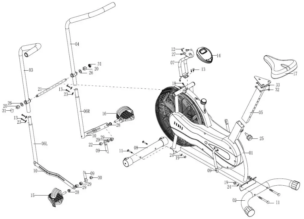 23514 Exercise AirBike Diagram