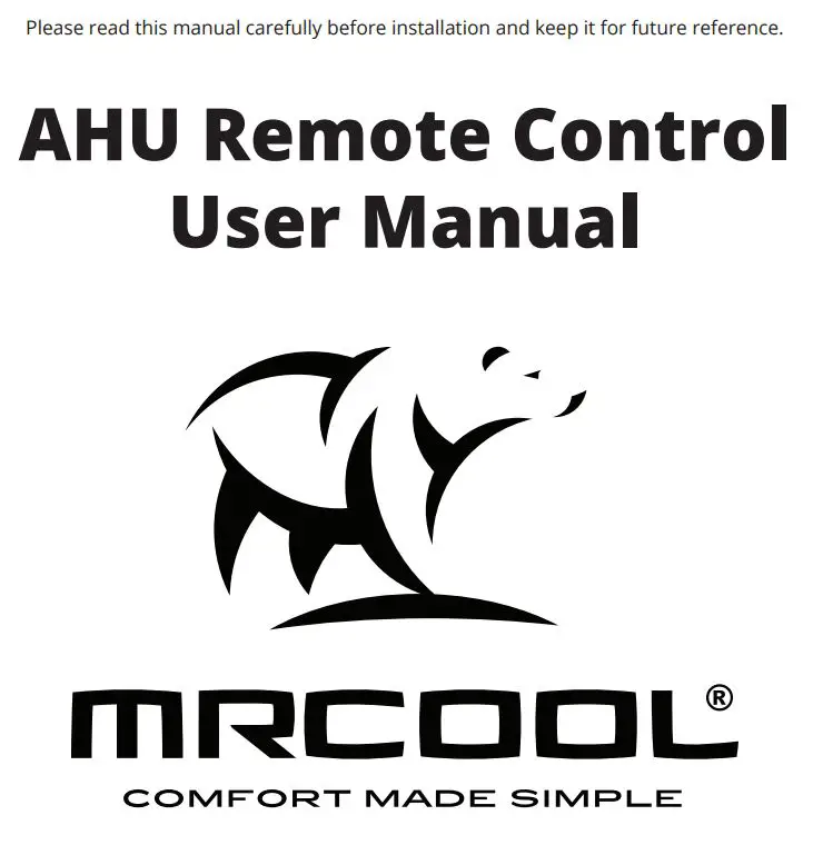 MRCOOL BGEFU1 AHU Remote Control User Manual
