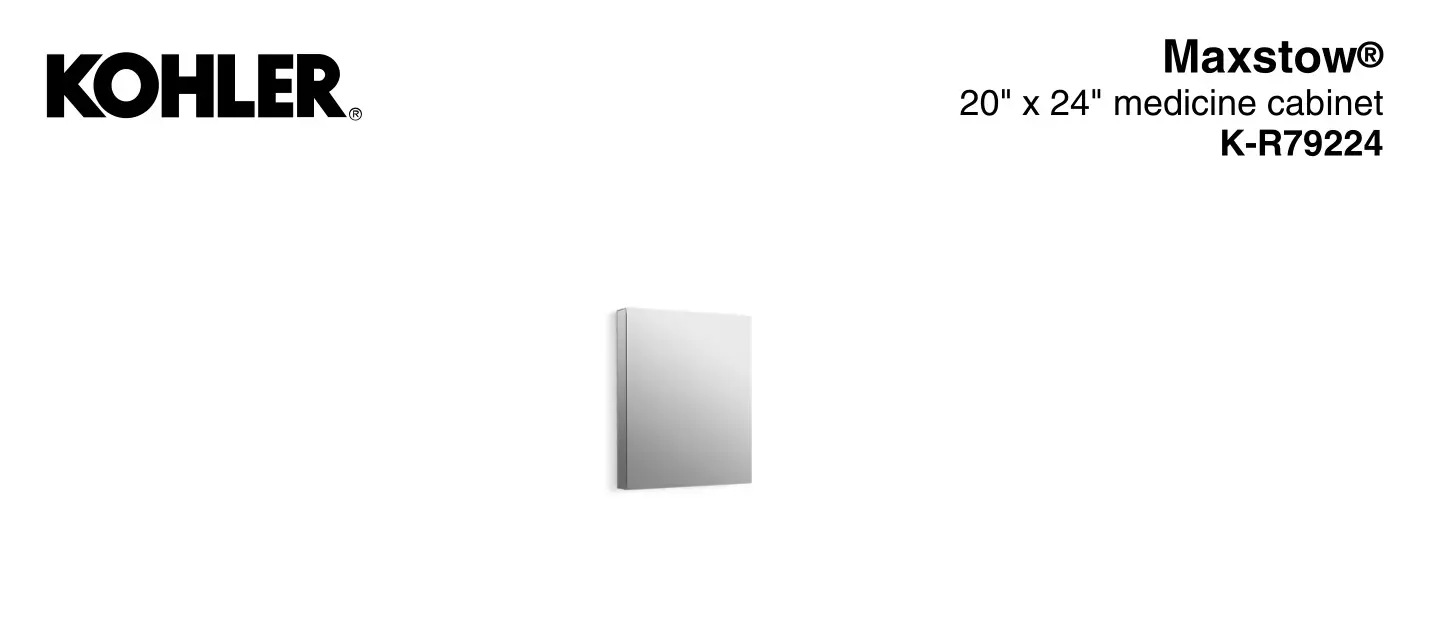 KOHLER K-R79224 Single Door Medicine Cabinet User Guide