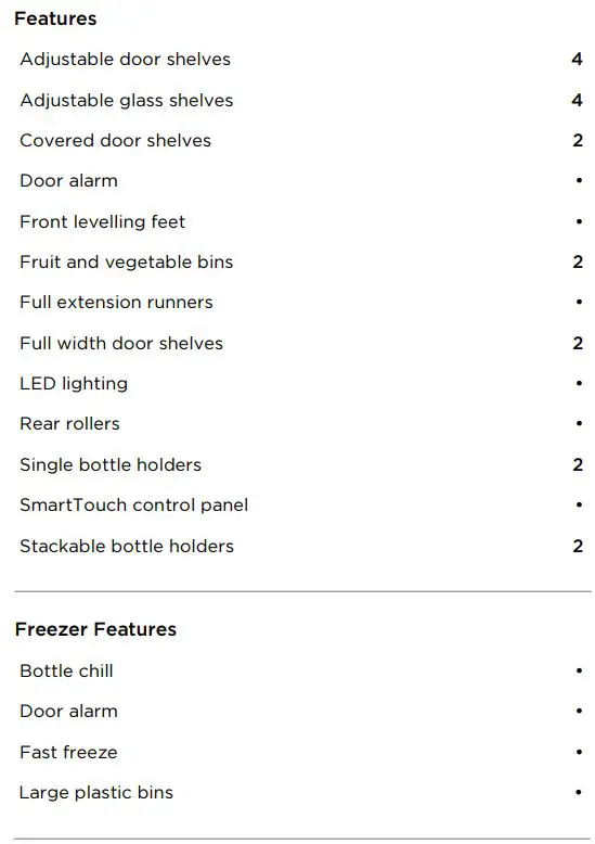 FISHER PAYKEL RF442BRXFD5 68cm 413L Freestanding Refrigerator Freezer User Guide - SPECIFICATIONS