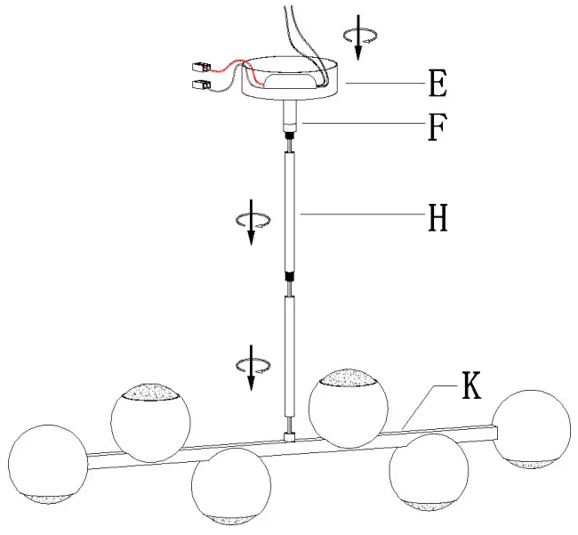 ZEVNI A04632 Kerr 6 Light Gold Modern Contemporary Chandelier - fig 3