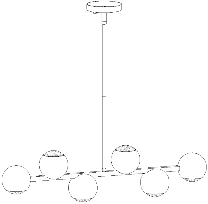 ZEVNI A04632 Kerr 6 Light Gold Modern Contemporary Chandelier