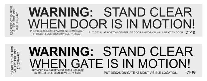Miller Edge OG T K10 OptiGuard Monitored Thru Beam Photo Optic System - WARNING