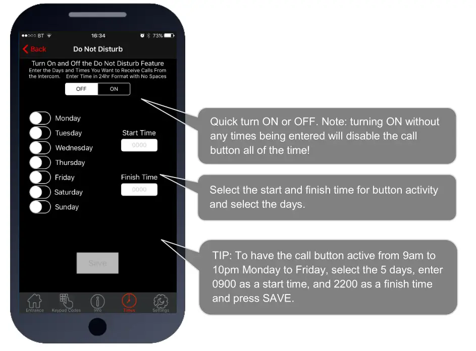 TRINITY GATE CellBox Prime Cellular Intercom System - Do Not Disturb