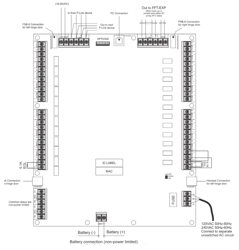 POTTER FFT 1000 Firefighter Telephone Motherboard - fig