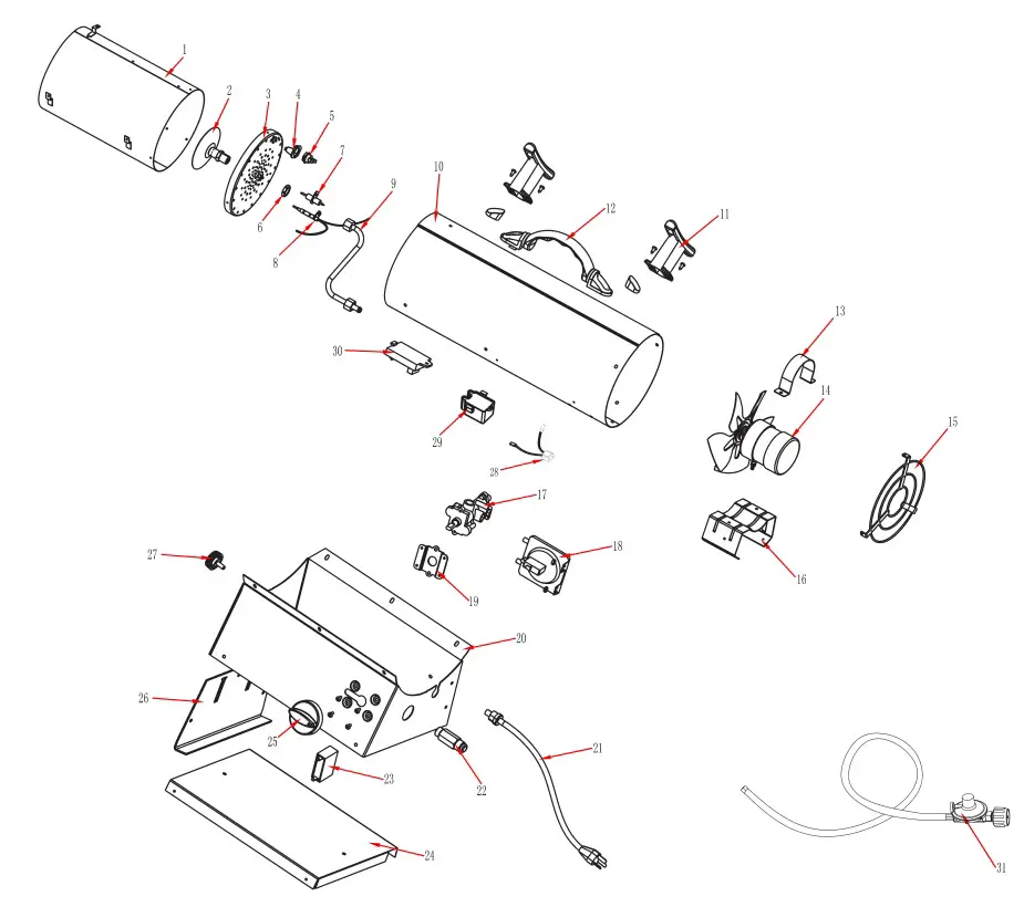 Dura Heat Propane Construction Heater - PROPANE CONSTRUCTION HEATER ILLUSTRATED or PARTS BREAKDOWN