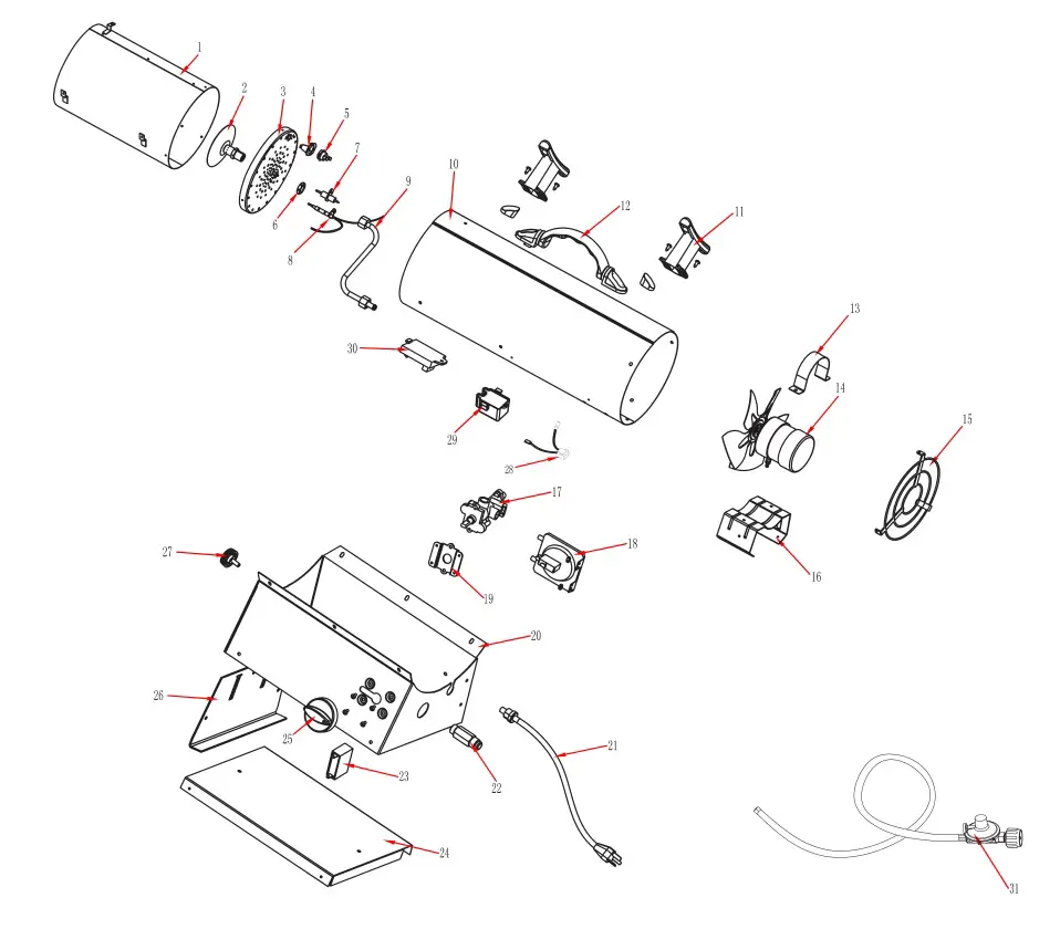 Dura Heat Propane Construction Heater - REPLACEMENT PARTS LIST