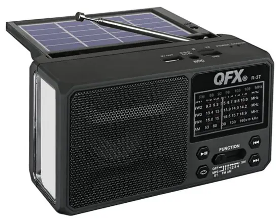 QFX R-37 Rechargeable Solar 6 Band Radio Portable Speaker -