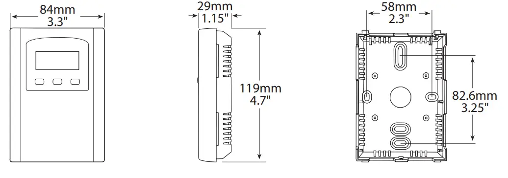 kmc controls sae 1011 room carbon dioxide transmitter -DIMENSIONS