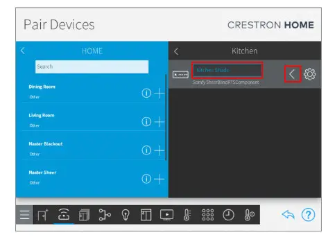 sOmfy Crestron Home Tahoma RTS Smart Shading- DEVICE TO ROOM 2