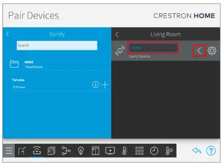 sOmfy Crestron Home Tahoma RTS Smart Shading- PAIR DEVICES 10