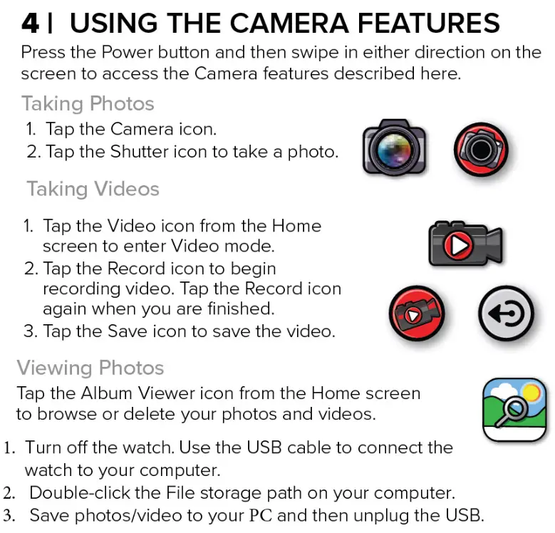 Accutime Kids Interactive Watch - Using the camera features