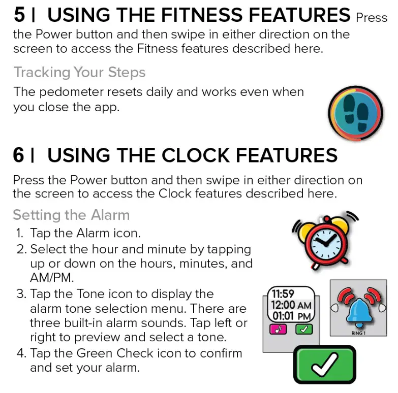 Accutime Kids Interactive Watch - Using the fitness and clock feature