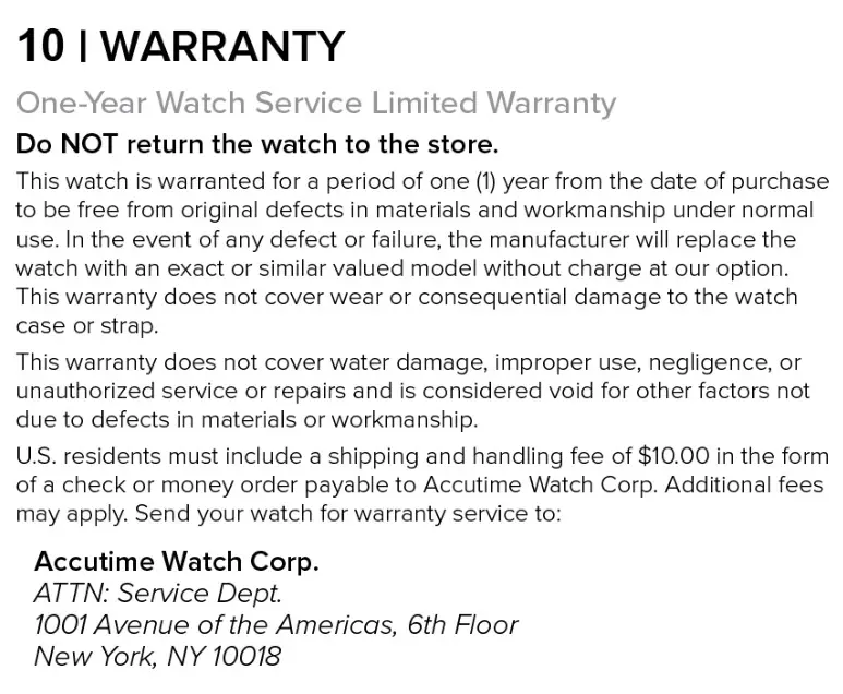 Accutime Kids Interactive Watch - Warranty