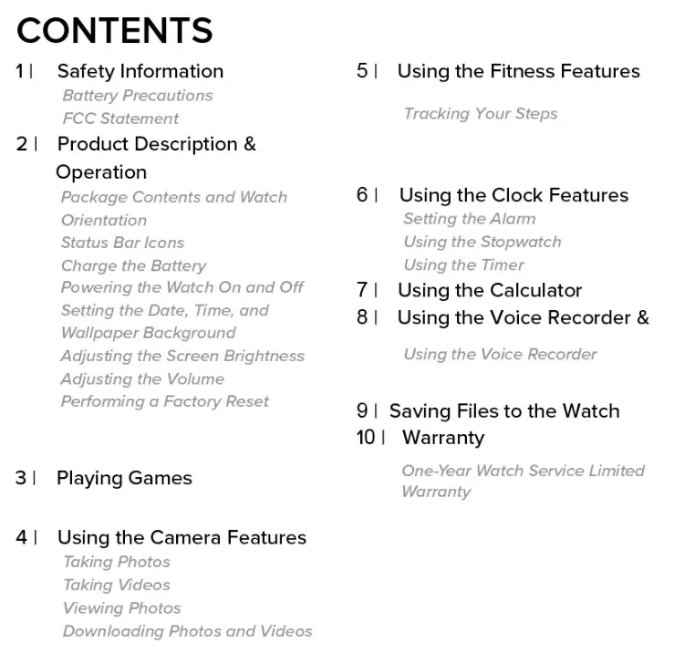 Accutime Kids Interactive Watch - Contents