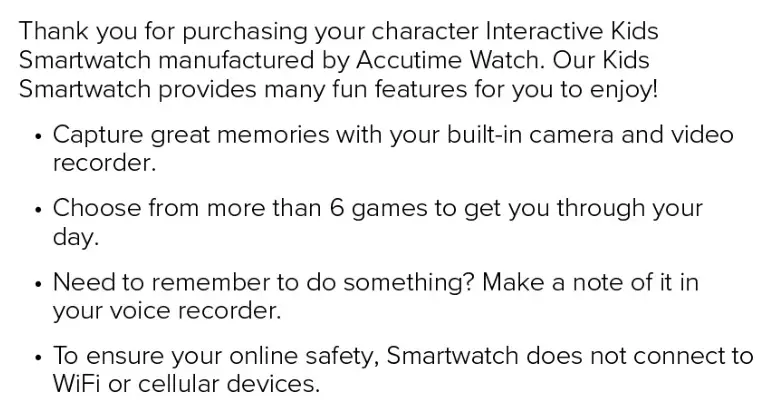 Accutime Kids Interactive Watch - Thanks Regards