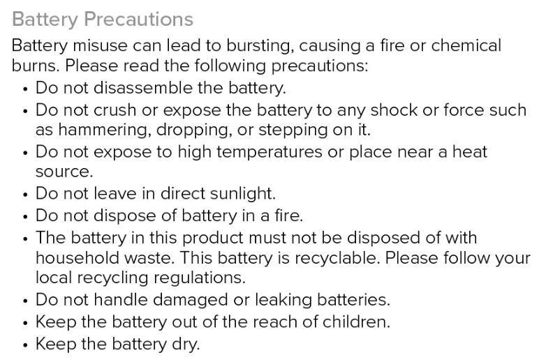 Accutime Kids Interactive Watch - Battery Precautions