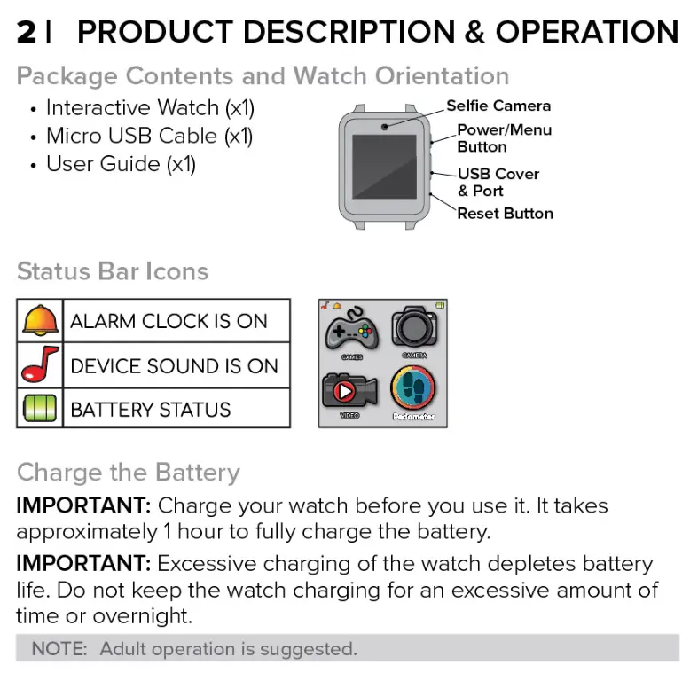 Accutime Kids Interactive Watch - Product Description and operation 1