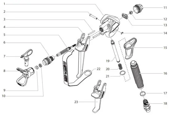 TITAN 0538006 RX 80 Airless Spray Gun Red Series - PARTS LIST