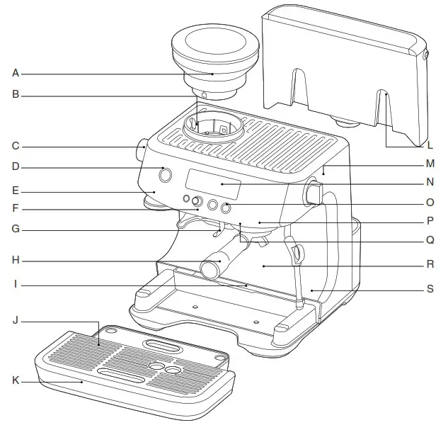 Sage SES878 The Barista Pro Espresso Coffee Machine - Komponenter