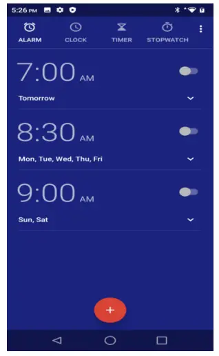 Clock menu