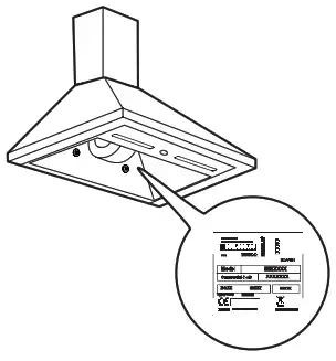 IKEA 404 432 13 RYTMISk Wall Mounted Extractor Hood - Rating plate