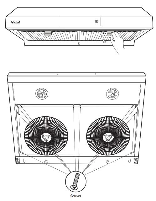 Uninstall the Range Hood’s Bottom Cover