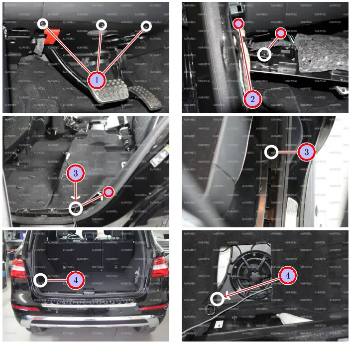 KUFATEC ML W166 Complete Set Active Sound incl Soundbooste - Assembly button Laying sound generator cable