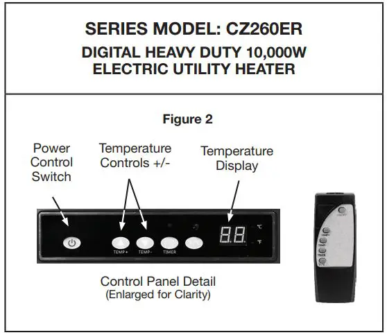 Comfort Zone CZ260ER2C Digital Ceiling Mounted Heater - SERIES MODEL CZ260ER