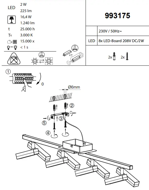 LeuchtenDirekt 993175 RICO Wall Light LED Matt - Fig 1